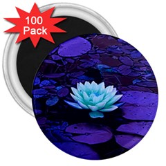 Lotus Flower Magical Colors Purple Blue Turquoise 3  Magnets (100 Pack) by yoursparklingshop