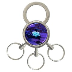 Lotus Flower Magical Colors Purple Blue Turquoise 3-Ring Key Chains