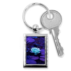 Lotus Flower Magical Colors Purple Blue Turquoise Key Chains (rectangle)  by yoursparklingshop