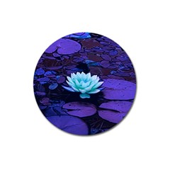 Lotus Flower Magical Colors Purple Blue Turquoise Magnet 3  (round) by yoursparklingshop