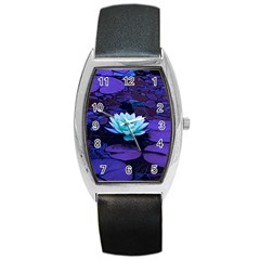 Lotus Flower Magical Colors Purple Blue Turquoise Barrel Style Metal Watch