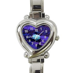 Lotus Flower Magical Colors Purple Blue Turquoise Heart Italian Charm Watch by yoursparklingshop