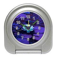 Lotus Flower Magical Colors Purple Blue Turquoise Travel Alarm Clocks by yoursparklingshop