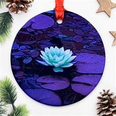 Lotus Flower Magical Colors Purple Blue Turquoise Round Ornament (Two Sides) 