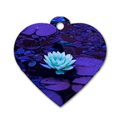 Lotus Flower Magical Colors Purple Blue Turquoise Dog Tag Heart (one Side) by yoursparklingshop