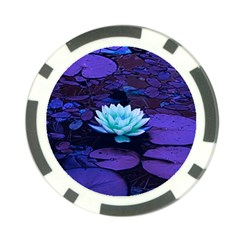 Lotus Flower Magical Colors Purple Blue Turquoise Poker Chip Card Guards by yoursparklingshop