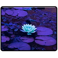 Lotus Flower Magical Colors Purple Blue Turquoise Fleece Blanket (Medium) 