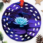 Lotus Flower Magical Colors Purple Blue Turquoise Ornament (Round Filigree)  Front