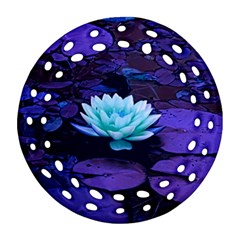 Lotus Flower Magical Colors Purple Blue Turquoise Round Filigree Ornament (2side) by yoursparklingshop