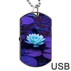 Lotus Flower Magical Colors Purple Blue Turquoise Dog Tag Usb Flash (two Sides)  by yoursparklingshop