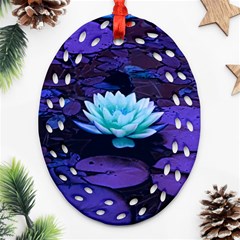 Lotus Flower Magical Colors Purple Blue Turquoise Ornament (Oval Filigree) 