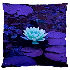 Lotus Flower Magical Colors Purple Blue Turquoise Large Cushion Case (one Side) by yoursparklingshop