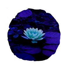 Lotus Flower Magical Colors Purple Blue Turquoise Standard 15  Premium Round Cushions