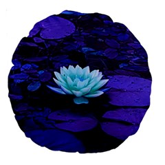 Lotus Flower Magical Colors Purple Blue Turquoise Large 18  Premium Round Cushions by yoursparklingshop