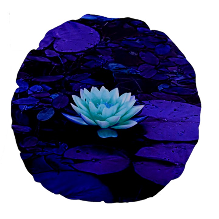 Lotus Flower Magical Colors Purple Blue Turquoise Large 18  Premium Round Cushions