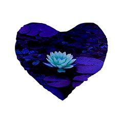 Lotus Flower Magical Colors Purple Blue Turquoise Standard 16  Premium Heart Shape Cushions by yoursparklingshop