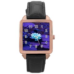 Lotus Flower Magical Colors Purple Blue Turquoise Rose Gold Leather Watch  by yoursparklingshop