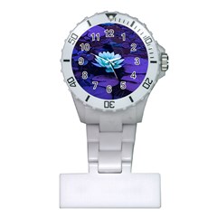 Lotus Flower Magical Colors Purple Blue Turquoise Plastic Nurses Watch by yoursparklingshop