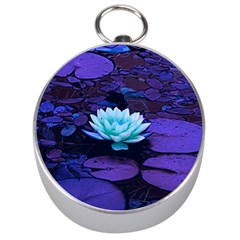 Lotus Flower Magical Colors Purple Blue Turquoise Silver Compasses by yoursparklingshop