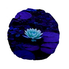 Lotus Flower Magical Colors Purple Blue Turquoise Standard 15  Premium Flano Round Cushions by yoursparklingshop