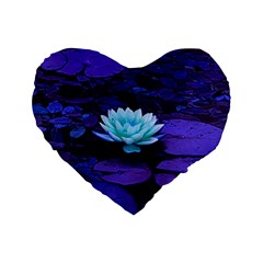 Lotus Flower Magical Colors Purple Blue Turquoise Standard 16  Premium Flano Heart Shape Cushions by yoursparklingshop