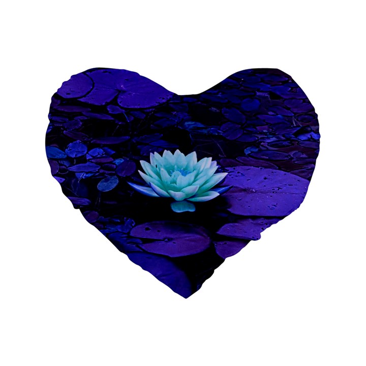 Lotus Flower Magical Colors Purple Blue Turquoise Standard 16  Premium Flano Heart Shape Cushions