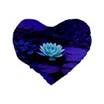 Lotus Flower Magical Colors Purple Blue Turquoise Standard 16  Premium Flano Heart Shape Cushions Back