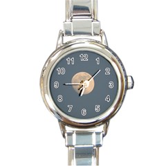 The Moon And Blue Sky Round Italian Charm Watch by picsaspassion