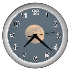 The Moon And Blue Sky Wall Clocks (silver)  by picsaspassion