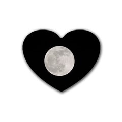 Full Moon At Night Rubber Coaster (heart)  by picsaspassion