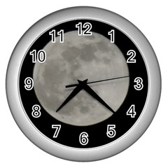 Close To The Full Moon Wall Clocks (silver)  by picsaspassion