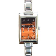 Tree Branches And Sunset Rectangle Italian Charm Watch by picsaspassion