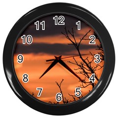 Tree Branches And Sunset Wall Clocks (black)