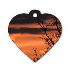 Tree Branches And Sunset Dog Tag Heart (one Side) by picsaspassion