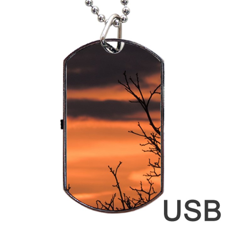 Tree branches and sunset Dog Tag USB Flash (Two Sides) 