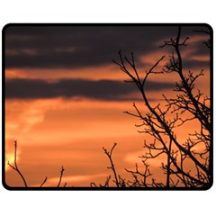 Tree Branches And Sunset Double Sided Fleece Blanket (medium)  by picsaspassion