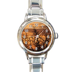 Colorful Sunset Round Italian Charm Watch by picsaspassion