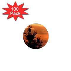 Christmas Tree And Sunset 1  Mini Magnets (100 Pack) 