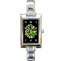 Yellow And Green Spot Rectangle Italian Charm Watch by Valentinaart