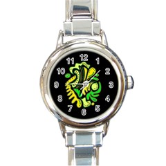 Yellow And Green Spot Round Italian Charm Watch by Valentinaart