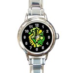 Yellow and green spot Round Italian Charm Watch Front