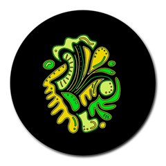 Yellow And Green Spot Round Mousepads by Valentinaart