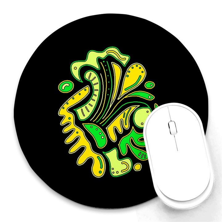 Yellow and green spot Round Mousepads