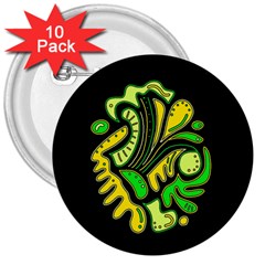 Yellow And Green Spot 3  Buttons (10 Pack)  by Valentinaart