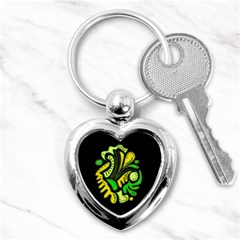 Yellow And Green Spot Key Chains (heart)  by Valentinaart