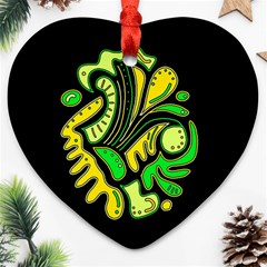 Yellow And Green Spot Heart Ornament (2 Sides) by Valentinaart