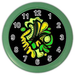 Yellow And Green Spot Color Wall Clocks by Valentinaart