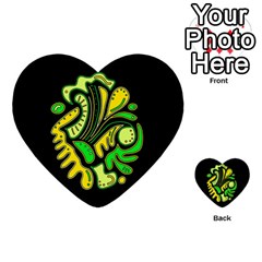 Yellow And Green Spot Multi-purpose Cards (heart)  by Valentinaart