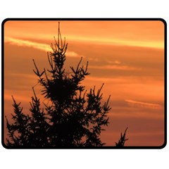 Christmas Tree And Sunset Double Sided Fleece Blanket (medium)  by picsaspassion