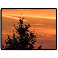 Christmas Tree And Sunset Double Sided Fleece Blanket (large)  by picsaspassion